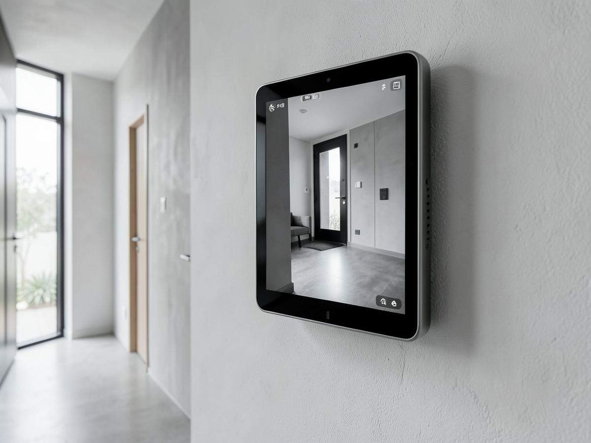 Innenstation mit Touchdisplay und Live-Bild der Türstation